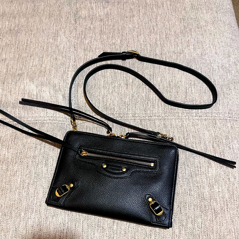 Balenciaga woc Neo Classic Small Pouch With Strap gold black unisex quiet luxury